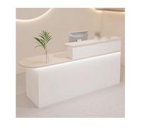 YFAURNDE Bancone Negozio Cassa, Bancone Reception Negozio,Tavolo da Banco Cassa al Dettaglio,Banco Reception Moderno, Utilizzo multiplo dello spazio, posizionalo ovunque ti serva(Cream White,LEFT_140C