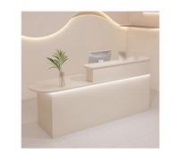 YFAURNDE Bancone Negozio Cassa, Bancone Reception Negozio,Tavolo da Banco Cassa al Dettaglio,Banco Reception Moderno, Utilizzo multiplo dello spazio, posizionalo ovunque ti serva(Cream,LEFT_140CM/55.4