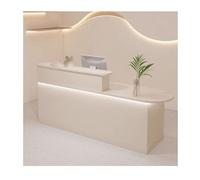 YFAURNDE Bancone Negozio Cassa, Bancone Reception Negozio,Tavolo da Banco Cassa al Dettaglio,Banco Reception Moderno, Utilizzo multiplo dello spazio, posizionalo ovunque ti serva(Cream,RIGHT_140CM/55.