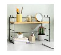 YFAURNDE Mensole Da Mettere Sopra La Scrivania，Scaffale Multiuso for Mensola Da Scrivania，Tavola Di Legno Regolabile, Adatta for Casa, Ufficio, Scuola, Studio.(B,Single layer 37 * 16.5 * 24CM)