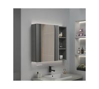 YFAURNDE Mobiletto Specchiera,Ante/mensola a Specchio Nascoste, Armadietto Specchiera Pensile,Spazio in alluminio, contenitore integrato a parete, con ripiani, contenitore(Gray,ORDINARY_50*68 * 13CM)