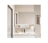 YFAURNDE Mobiletto Specchio Bagno,Mobiletto Bagno Salvaspazio,Lega di alluminio, mensola multifunzionale, salvaspazio, contenitore a specchio da parete, scomparto aperto(Ordinary model,90 * 75cm)
