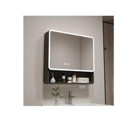 YFAURNDE Mobiletto Specchio Bagno,specchiera bagno, Armadietto a specchio da bagno con luce,Contenitore multistrato/impermeabile/illuminato/salvaspazio/facile da installare(Black,56cm/22in)