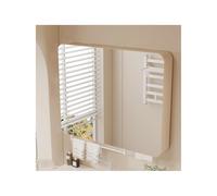 YFAURNDE Mobiletto Specchio Bagno,Specchio con pensile per Bagno con Luce,Contenitore multistrato, impermeabile, può essere utilizzato per riporre articoli da toeletta e medicinali(Latte,80cm/31.4in)