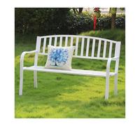 YFAURNDE Panche da Esterno, Panchina in Ferro da Esterno, Caratterizzato da una struttura a tubi in acciaio rinforzati, Adatto per giardini, parchi, cortili e portici.(White,Arched back)