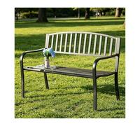 YFAURNDE Panche da Esterno, Panchina in Ferro da Esterno, Caratterizzato da una struttura a tubi in acciaio rinforzati, Adatto per giardini, parchi, cortili e portici.(Black,Arched back)