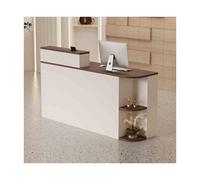 YFAURNDE Piccola Reception, Reception Moderna,banchi di reception con cassetto della tastiera,Diversi spazi disponibili per uso ufficio e ristorante(White and walnut,RIGHT_120CM)