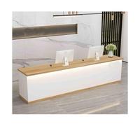 YFAURNDE Reception Moderna, Reception,Bancone negozio,Bancone Reception Con Cassetti E Ripiani,banco di vendita,Adatto for sale di ricevimento, hall, saloni di bellezza, negozi(White and Wood,120CM)