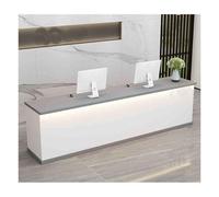 YFAURNDE Reception Moderna, Reception,Bancone negozio,Bancone Reception Con Cassetti E Ripiani,banco di vendita,Adatto for sale di ricevimento, hall, saloni di bellezza, negozi(White and Grey,80cm)