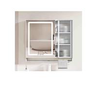 YFAURNDE Specchiera bagno, Mobiletto a specchio con illuminazione,armadietto a specchio da bagno, Durevole/non facile da deformare/robusto e durevole/bello ed elegante(White,80cm/31.5in)