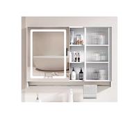 YFAURNDE Specchiera bagno, Mobiletto a specchio con illuminazione,armadietto a specchio da bagno, Durevole/non facile da deformare/robusto e durevole/bello ed elegante(White,90cm/35.4in)