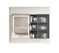 YFAURNDE Specchiera bagno, Mobiletto a specchio con illuminazione,armadietto a specchio da bagno, Durevole/non facile da deformare/robusto e durevole/bello ed elegante(Gray,90cm/35.4in)
