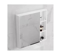 YFAURNDE Specchio bagno, mobili bagno sospesi, Alluminio spaziale, scatola di immagazzinaggio, scatola di immagazzinaggio, facile da installare, scomparto aperto(White,70 * 65 * 11CM)