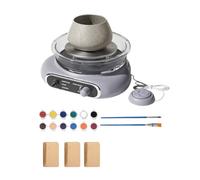 YFDGD Kit Mini Tornio da Vasaio for Bambini E Adulti, Elettrico con Giradischi 4,7" Controllo della velocità Tramite Petalo, Staccabile Facile Usare Versatile(Gray)