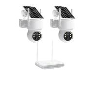 YFDGD Kit Wi-Fi Telecamera Solare Zoom 10x 3MP Di Sorveglianza Sicurezza Wireless For Esterni Set Batteria Sirena Ai Rilevamento Umanoide Immagini Nitide Facile Usare(500g,2 Camera 8CH NVR)