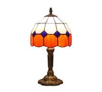 YFDGD Lampada Da Tavolo Tiffany E27 Paralume In Vetro Colorato Retrò Lampada Da Tavolo In Stile Mediterraneo Camera Da Letto Comodino Comodino Illuminazione Decorativa(A-8,E27 No Bulb)