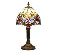 YFDGD Lampada Da Tavolo Tiffany Retrò E27 Paralume In Vetro Colorato Stile Mediterraneo Lampada Da Tavolo Barocca Lampada Da Comodino For Camera Da Letto(B,12W Warm White)