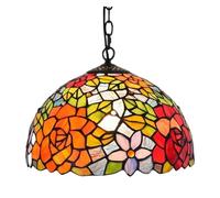YFDGD Lampada In Stile Tiffany Retrò Lampadario In Vetro Tiffany In Vetro Colorato Bar Camera Da Letto Rurale Creativa Lampadario Mediterraneo Con Balcone(E30CM)