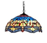 YFDGD Lampada In Stile Tiffany Retrò Lampadario In Vetro Tiffany In Vetro Colorato Bar Camera Da Letto Rurale Creativa Lampadario Mediterraneo Con Balcone(B40CM)