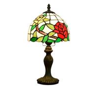 YFDGD Lampade Da Tavolo In Vetro Colorato Tiffany Creativo Barocco Mediterraneo Rosa Sun Flower Morning Glory Ombra Camera Da Letto Bella Illuminazione(B)