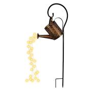 YFDGD Luci Giardino Esterni Annaffiatoio da appendere Lanterna ad energia solare Garden Art Light Decor Metal Waterfall String Light for Patio Yard Pathway Plant Vine(With Pole)