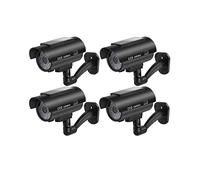 YFDGD Telecamera fittizia Sicurezza esterna Pannello solare Simulazione telecamera finta Proiettile for interni Monitor luce LED domestica Impermeabile Immagini Nitide Facile Usare(4 pcs black)