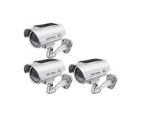 YFDGD Telecamera fittizia Sicurezza esterna Pannello solare Simulazione telecamera finta Proiettile for interni Monitor luce LED domestica Impermeabile Immagini Nitide Facile Usare(3 pcs silver)