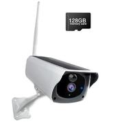 YFDGD Telecamera solare 1080P WIFI HD IP67 Sorveglianza esterna impermeabile IP wireless audio bidirezionale for la sicurezza domestica Immagini Nitide Facile Usare(Camera 128G)