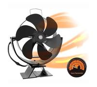 YFDGD Ventilatore Bruciatori Legna Ventilatore For Stufa Alimentato A Calore For Camino A 6 Pale For A Legna Rotante A 360° Distribuzione Efficiente Del Caldo Invernale(With Thermometer)