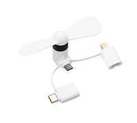 YFDGD Ventilatore Portatile 3 in 1 Mini ventola USB portatile Raffreddatore for telefono cellulare Ventola for telefono creativa Micro(White)