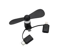 YFDGD Ventilatore Portatile 3 in 1 Mini ventola USB portatile Raffreddatore for telefono cellulare Ventola for telefono creativa Micro(Black)