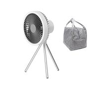 YFDGD Ventilatore Portatile Ventilatore da campeggio for treppiede USB con luce Power Bank Circolatore portatile da tavolo ricaricabile Ventilatore elettrico da soffitto senza fili(White With Bag)