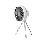 YFDGD Ventilatore Portatile Ventilatore da campeggio for treppiede USB con luce Power Bank Circolatore portatile da tavolo ricaricabile Ventilatore elettrico da soffitto senza fili(White)
