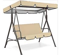 YFFS Tettuccio di Ricambio Universale per Dondolo da Giardino, Copertura di Ricambio per Dondolo A 3 Posti, Impermeabile Copertura Superiore per Giardino Sedia A Dondolo (195 * 125 * 15cm,Beige)