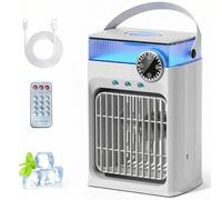 YFFU Condizionatore Portatile con Telecomando,Raffrescatore d'Aria 1200 ml, 8 Colori,3 Velocità 3 Modalità Nebbia,Timer 2-8 Ore,Mini Climatizzatore Portatile per Casa Ufficio Campeggio,Potrebbe Bianco