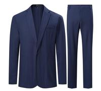 YFFUSHI Abito Classico Uomo Due Pezzi Lino Misto Un Bottone Estivo Casual, Blu, XL
