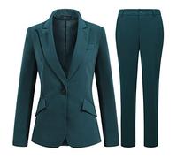 YFFUSHI Completo da Donna 2 Pezzi Con Pantaloni, Giacca Formale da Ufficio, Blazer, Verde, M