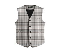 YFFUSHI Gilet da Abito a Quadri da Uomo Regular Fit Gilet da Vestito Senza Maniche Formale e Casual, Grigio, S