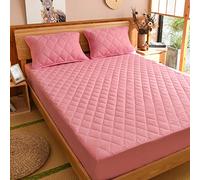 YFGY Elastici Lenzuolo sotto con Angoli Rosa 1 Singolo, Lenzuolo Trapuntato Imbottito Impermeabile con Angoli, copriletto all-Inclusive coprimaterasso Antiscivolo 90x200 + 25cm