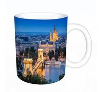 YFHJV Tazza in ceramica originale,11 once di tazze 330 ml,Vista del centro di Budapest attraverso il Danubio, splendido paesaggio u,tazza divertente - decora la tua tazza