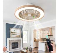 YFHKWJ Moderno 50CM Legno Ventilatore Da Soffitto Con Luce E Telecomando/APP, LED Dimmerabile Motore CC Reversibile 6 Velocità Plafoniera Con Ventilatore Per Camera/Soggiorno