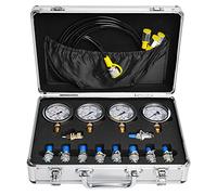 YFIXTOOL Kit di test di pressione idraulica per escavatore, contiene 10 frizioni, 3 tubi di prova, 4 manometri (1500PSI, 3500PSI, 6000PSI, 9000PSI)