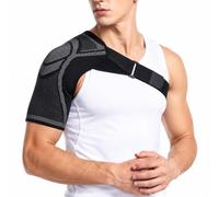 Yfjyxen Premium Bamboo Shoulder Brace, Compression Sleeve Women Men Arm Sling Rotator Cuff Immobilizer & Supports for Posture, Adjustable Ac Joint Stabilizer for Daily Gym Activities(Black,L/XL)