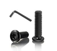 YFLeomry 40 viti a testa piatta M8 x 12 mm, colore nero, viti a testa bombata in acciaio inox A2 V2A, esagono incassato a testa piatta, filettatura completa M5, viti con chiave inglese per il