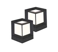 YFMYY 2 pack moderna Prato Paesaggio colonna luminosa IP65 impermeabile pilastro quadrato della lampada in alluminio acrilica tradizionale nero Bollard E27 esterno Messaggio Lanterna Luce Stagno Porta