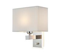 YFMYY Applique da parete rettangolari in tessuto, lampada da parete con interruttore e luce LED, base quadrata cromata, applique da comodino per camera da letto soggiorno hotel corridoi sala da pranzo