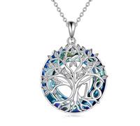 YFN 18 Anni Albero Della Vita Collana Cristallo Blu Argento Sterling Ciondolo Compleanno Regali Gioielli per Figlia