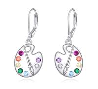 YFN Artisti e pennelli orecchini in argento sterling 925 pendenti goccia pieghevole orecchini chakra regali per le donne amanti della pittura, Normal, Argento sterling, Non pietra preziosa