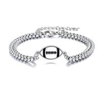 YFN Bracciale da calcio, in argento Sterling 925, mai rinunciare, ciondolo a forma di croce, gioielli per gli amanti del rugby, regali per donne e uomini giocatori di rugby