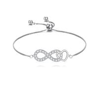 YFN Bracciale da donna in argento Sterling 925 con simbolo dell'infinito da 6,5 + 2 pollici, regalo ispiratore per figlia, sorella, migliore amica